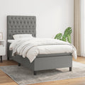 Boxspring met matras stof donkergrijs 90x200 cm