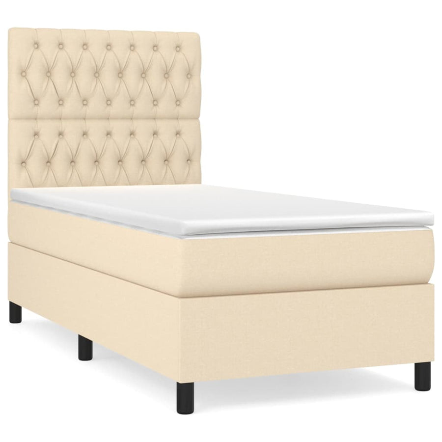 Boxspring Met Matras Stof Kleurig Crème 90 x 200 cm Getuft ontwerp