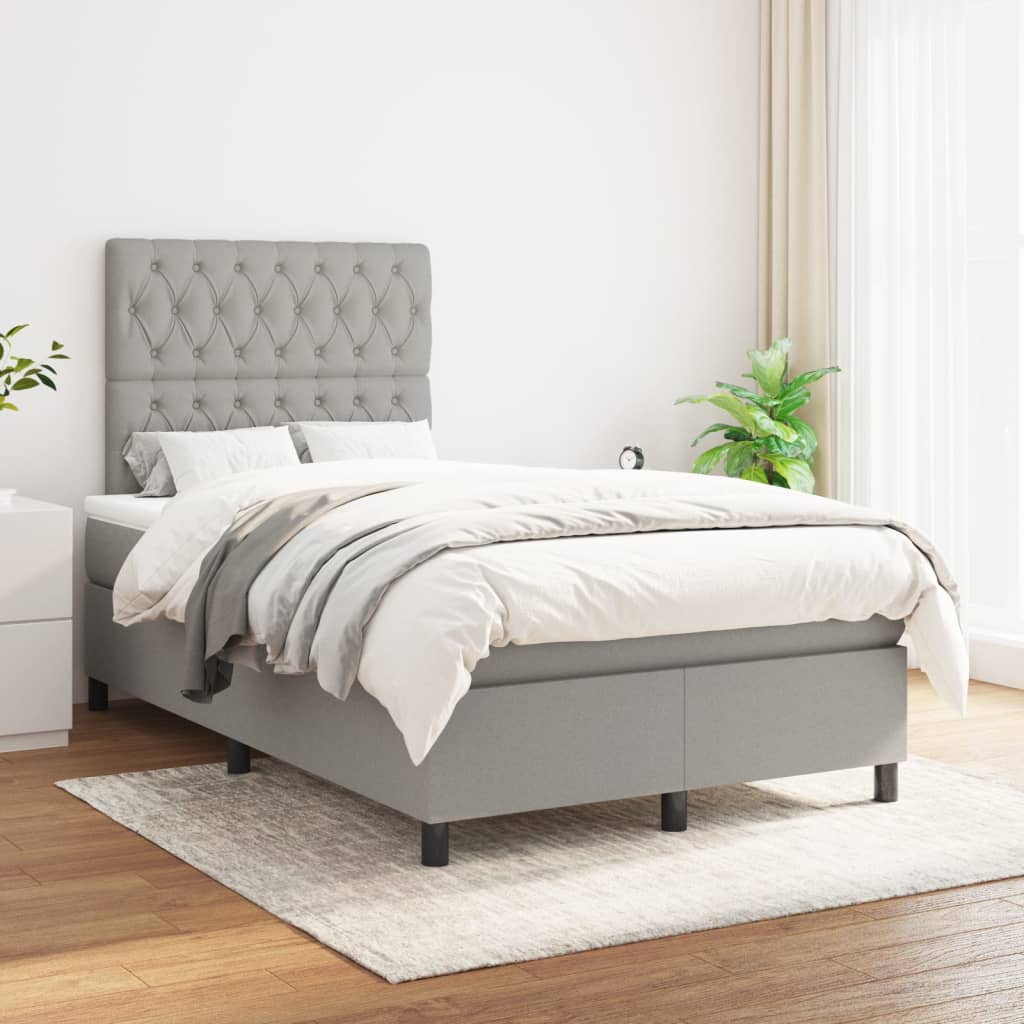 Boxspring Met Matras Stof Lichtgrijs 120 x 200 cm Getuft ontwerp