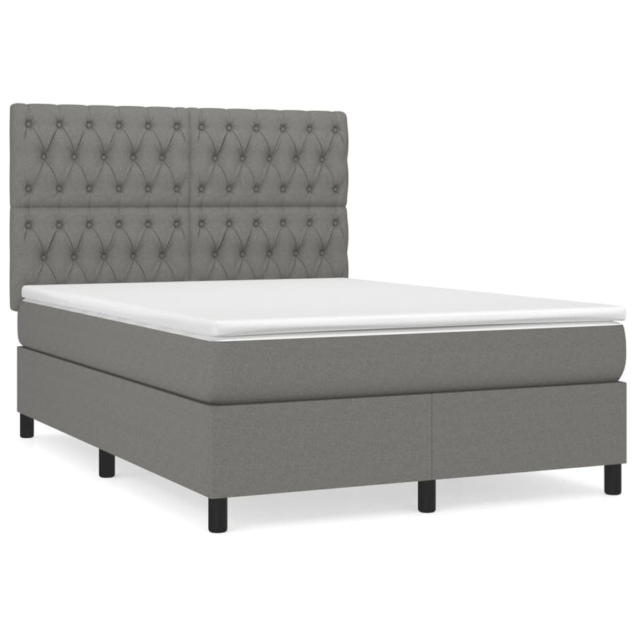 Boxspring Met Matras Stof Donkergrijs 140 x 190 cm Getuft ontwerp