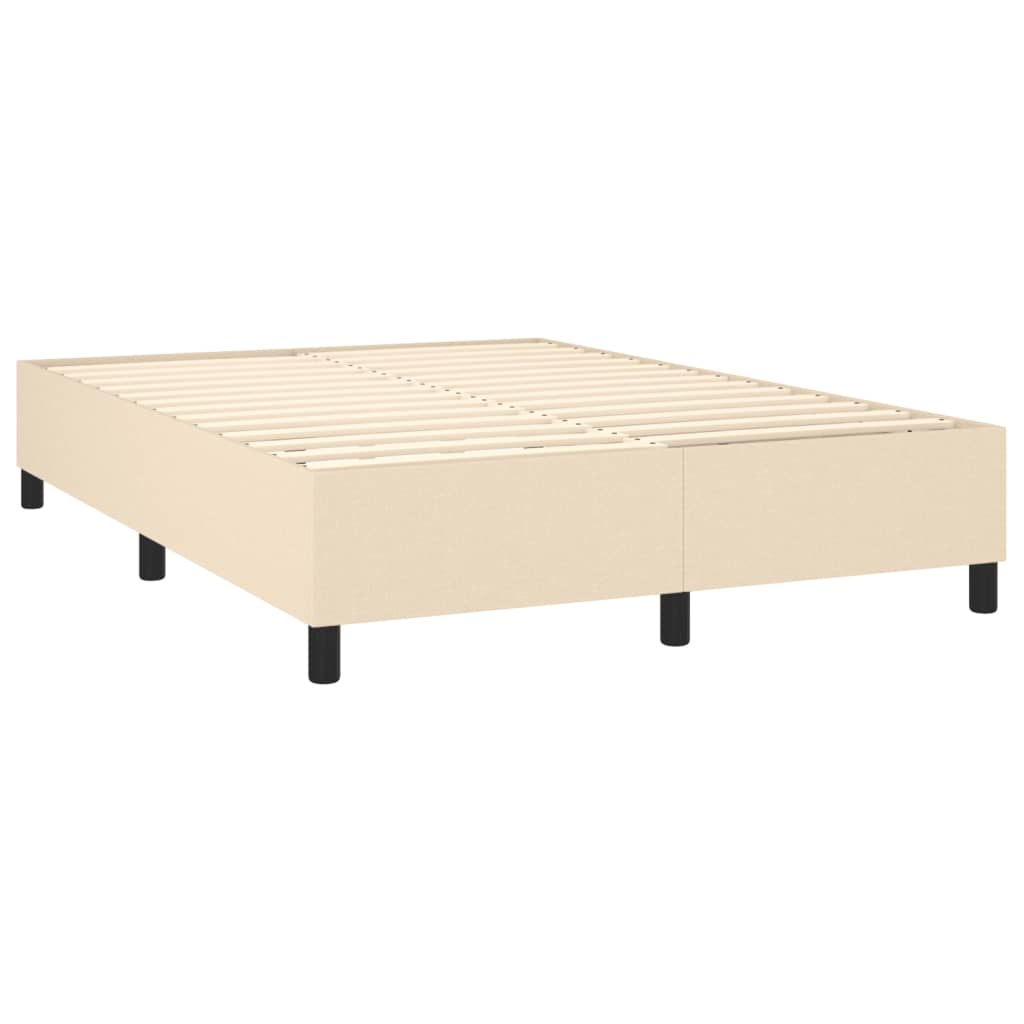 Boxspring met matras stof crèmekleurig 140x190 cm 140 x 190 cm Getuft ontwerp