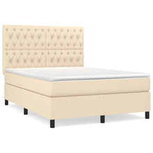 Boxspring met matras stof crèmekleurig 140x200 cm 140 x 200 cm Getuft ontwerp