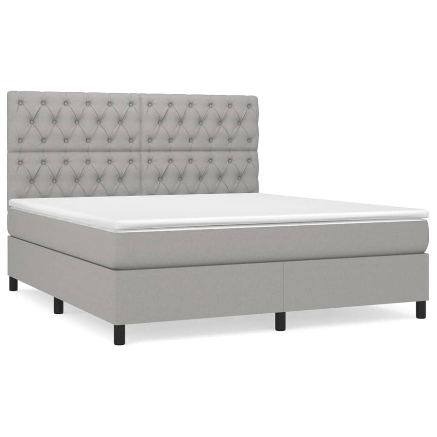 Boxspring Met Matras Stof Lichtgrijs 160 x 200 cm Getuft ontwerp
