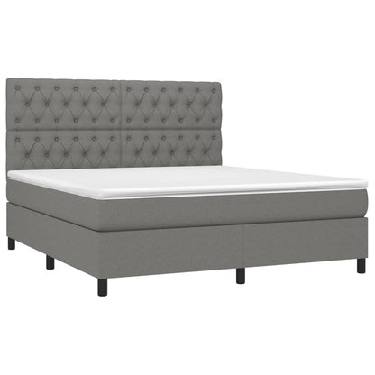 Boxspring Met Matras Stof Donkergrijs 160 x 200 cm Getuft ontwerp