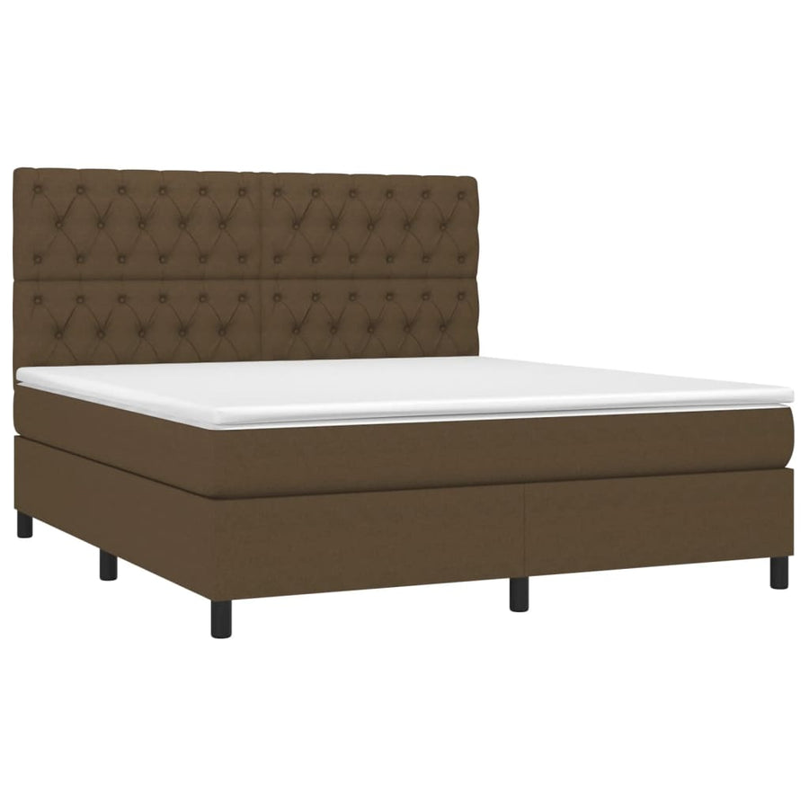 Boxspring Met Matras Stof Donkerbruin 160 x 200 cm Getuft ontwerp