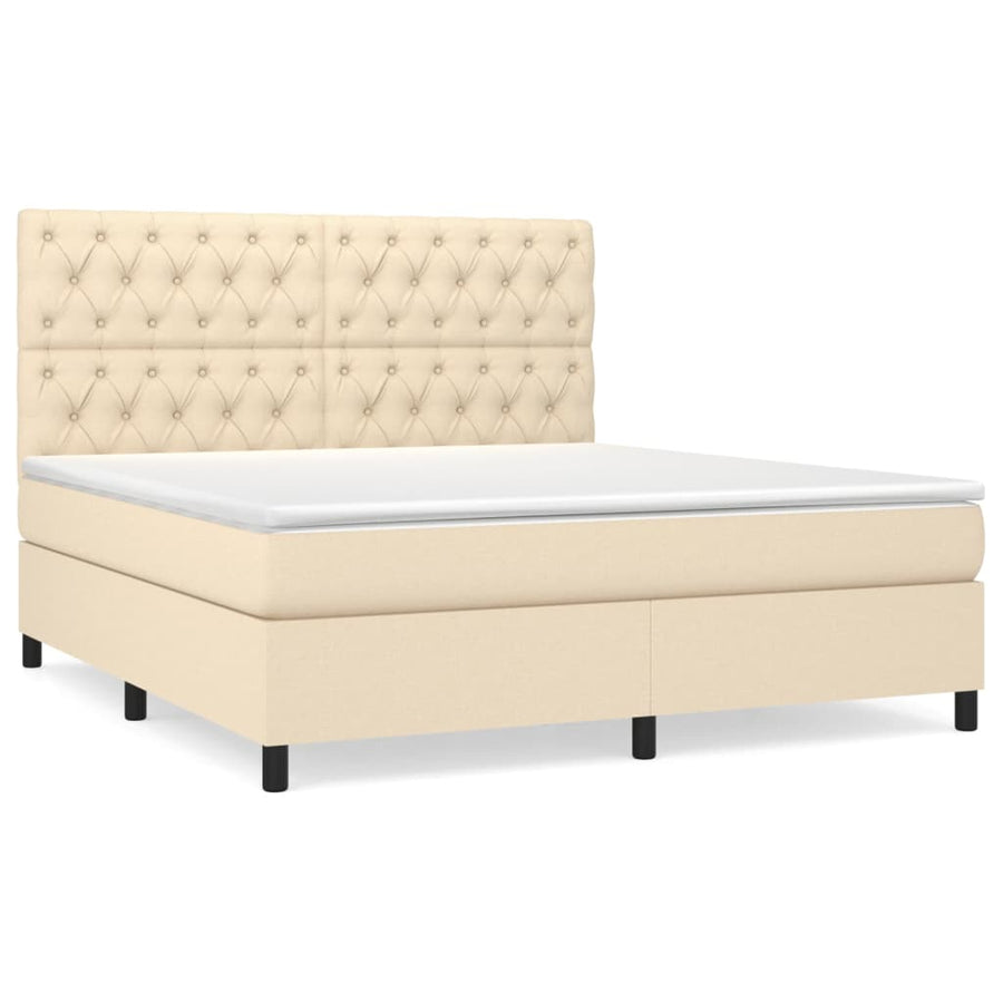 Boxspring Met Matras Stof Kleurig Crème 160 x 200 cm Getuft ontwerp