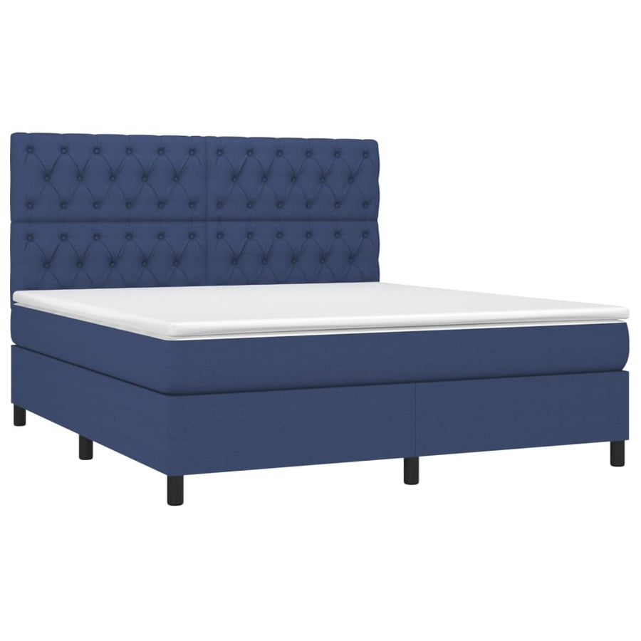 Boxspring Met Matras Stof Blauw 160 x 200 cm Getuft ontwerp