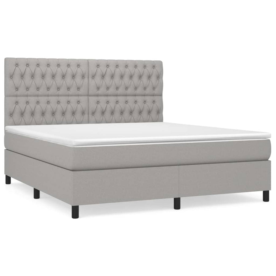 Boxspring Met Matras Stof Lichtgrijs 180 x 200 cm Getuft ontwerp