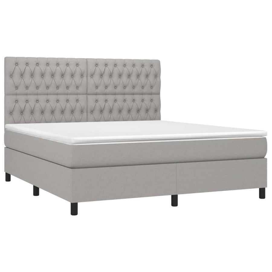 Boxspring Met Matras Stof Lichtgrijs 180 x 200 cm Getuft ontwerp