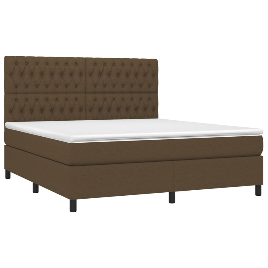 Boxspring Met Matras Stof Donkerbruin 180 x 200 cm Getuft ontwerp