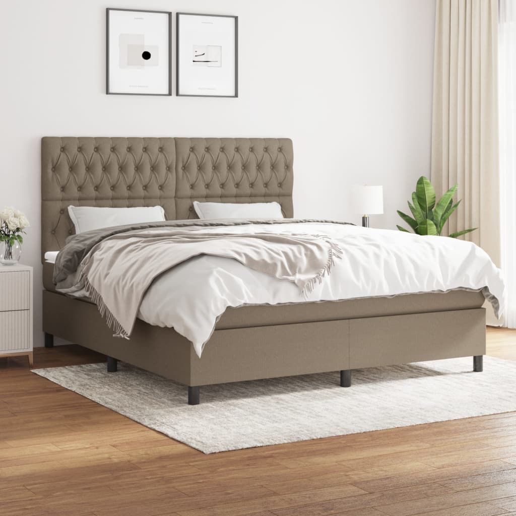 Boxspring Met Matras Stof Taupe 180 x 200 cm Getuft ontwerp