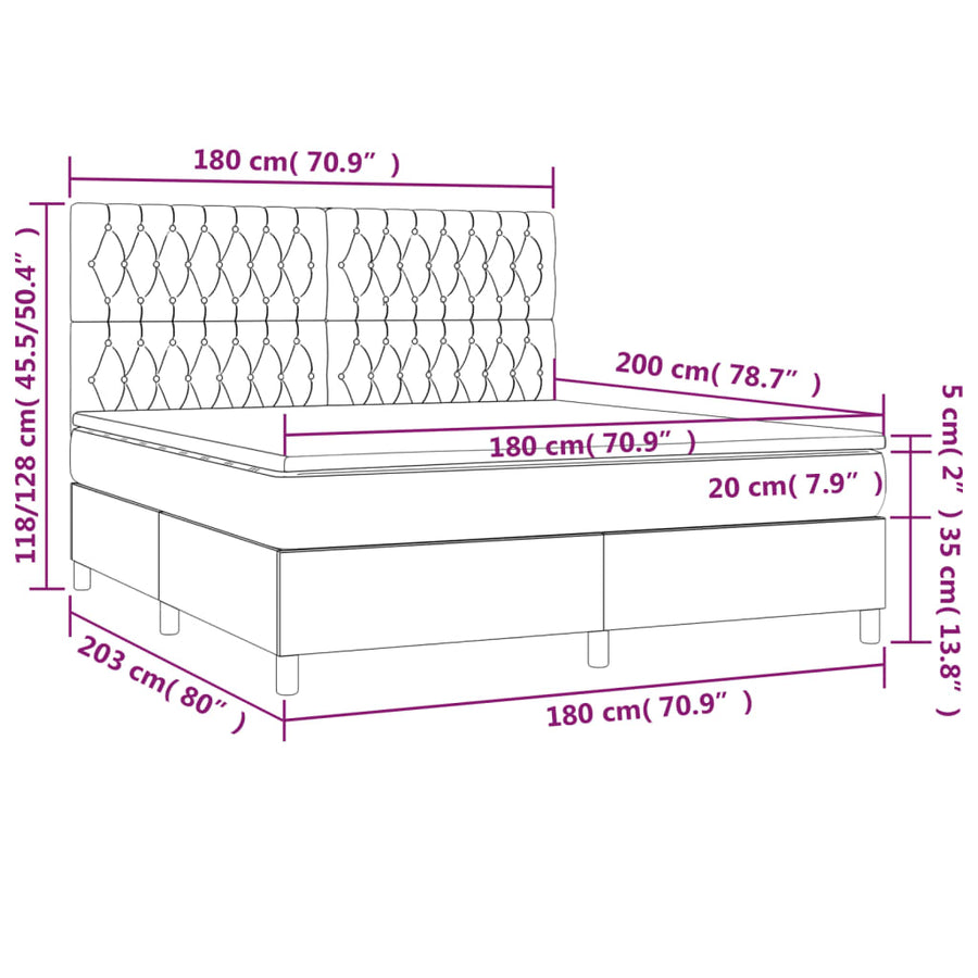 Boxspring Met Matras Stof Crèmekleurig 180X200 Cm 180 x 200 cm Getuft ontwerp