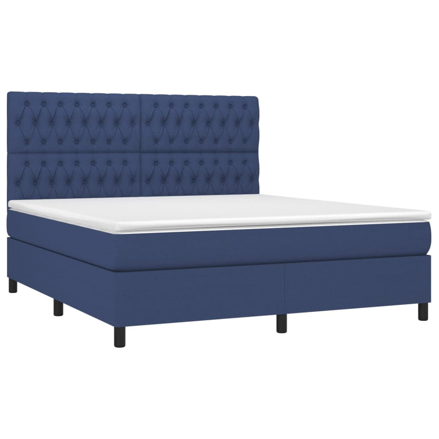 Boxspring Met Matras Stof Blauw 180 x 200 cm Getuft ontwerp