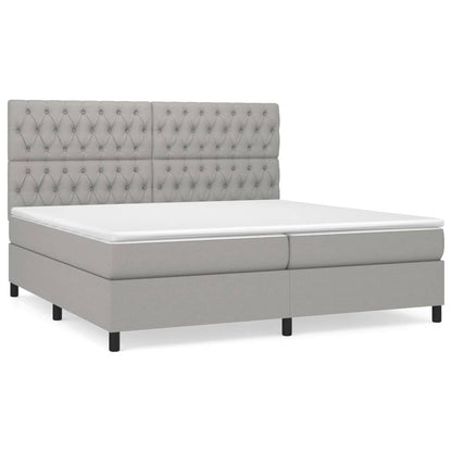 Boxspring Met Matras Stof Lichtgrijs 200 x 200 cm Getuft ontwerp