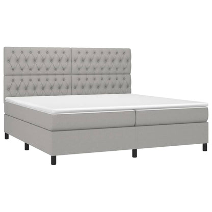 Boxspring Met Matras Stof Lichtgrijs 200 x 200 cm Getuft ontwerp
