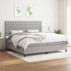 Boxspring Met Matras Stof Lichtgrijs 200 x 200 cm Getuft ontwerp