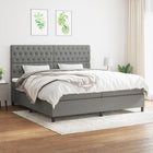 Boxspring Met Matras Stof Donkergrijs 200 x 200 cm Getuft ontwerp