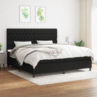 Box spring bed with mattress fabric black 200x200 cm
