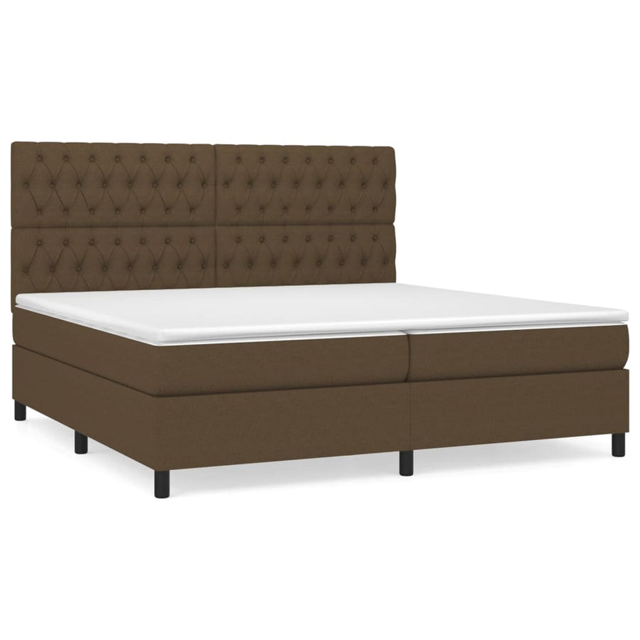 Boxspring Met Matras Stof Donkerbruin 200X200 Cm 200 x 200 cm Getuft ontwerp