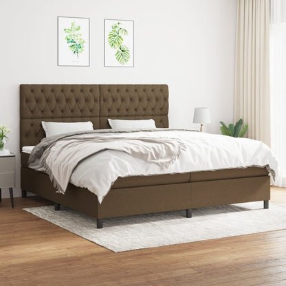 Boxspring Met Matras Stof Donkerbruin 200X200 Cm 200 x 200 cm Getuft ontwerp