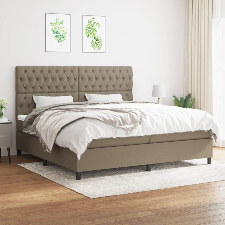 Boxspring Met Matras Stof Taupe 200 x 200 cm Getuft ontwerp