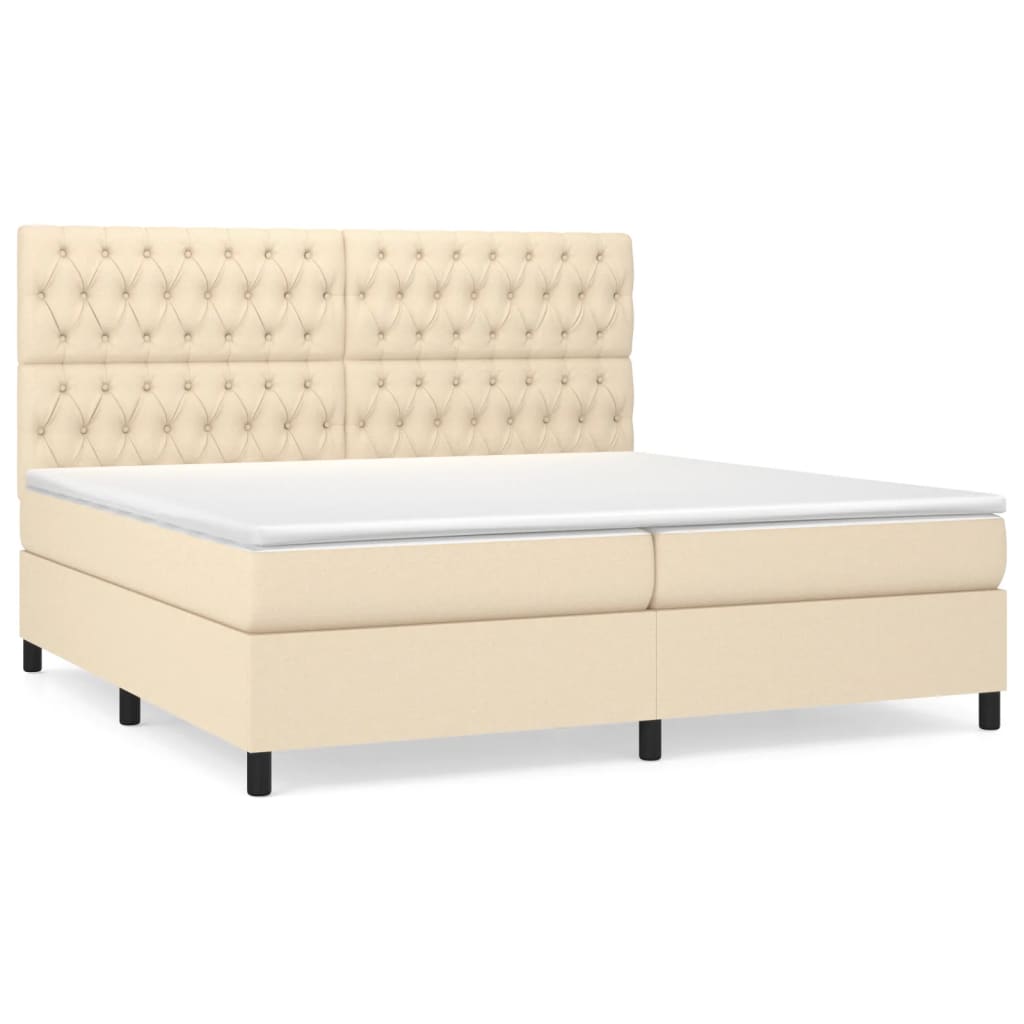 Boxspring Met Matras Stof Kleurig Crème 200 x 200 cm Getuft ontwerp