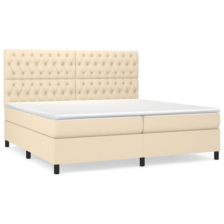 Boxspring Met Matras Stof Kleurig Crème 200 x 200 cm Getuft ontwerp