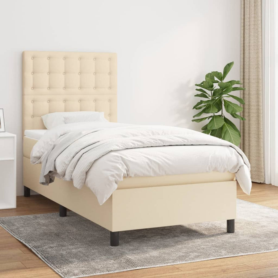 Boxspring met matras stof crèmekleurig 80x200 cm