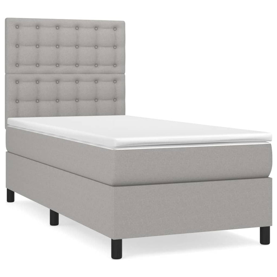 Boxspring Met Matras Stof Lichtgrijs 90 x 190 cm Knopen