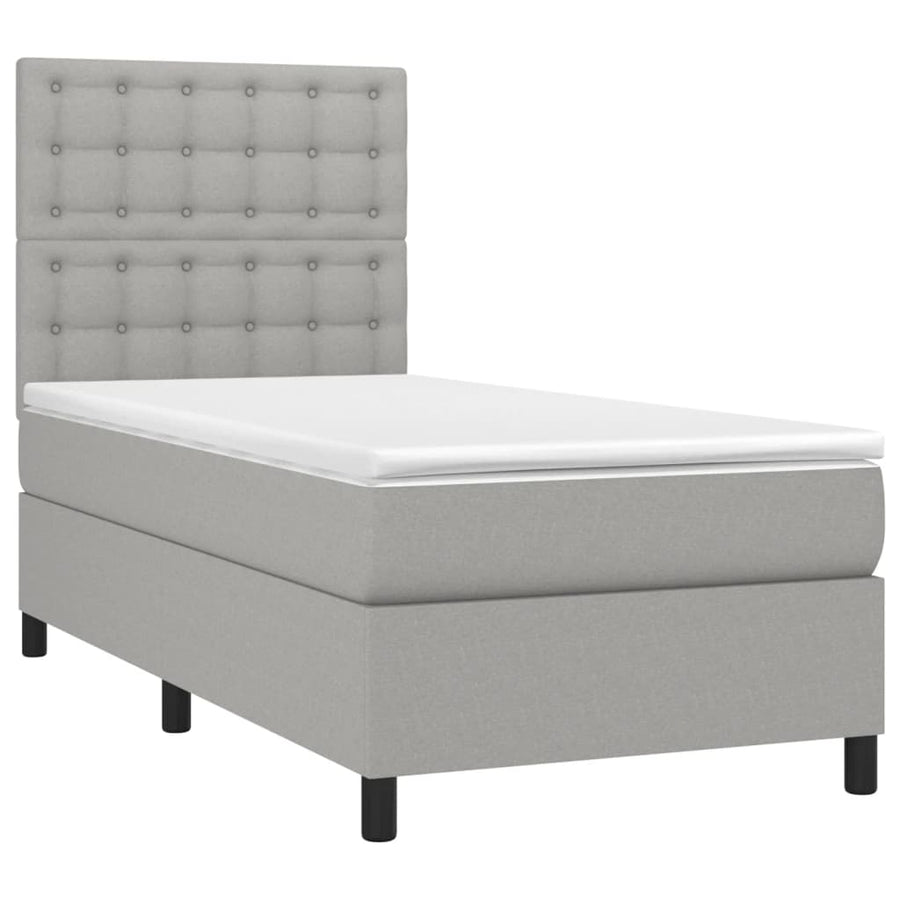 Boxspring Met Matras Stof Lichtgrijs 90 x 190 cm Knopen