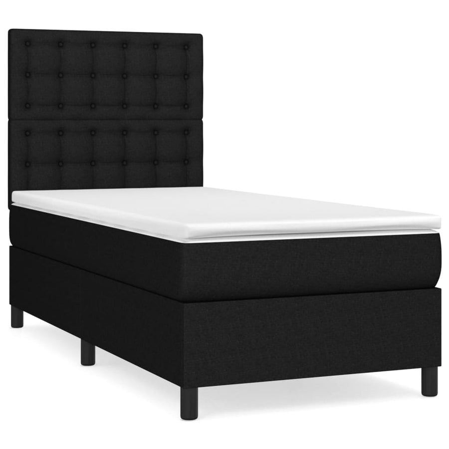 Boxspring met matras stof zwart 90x190 cm