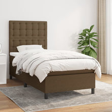 Boxspring Met Matras Stof Donkerbruin 90 x 190 cm Knopen