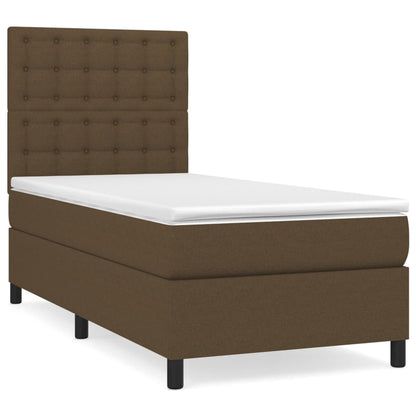 Boxspring Met Matras Stof Donkerbruin 90 x 200 cm Knopen