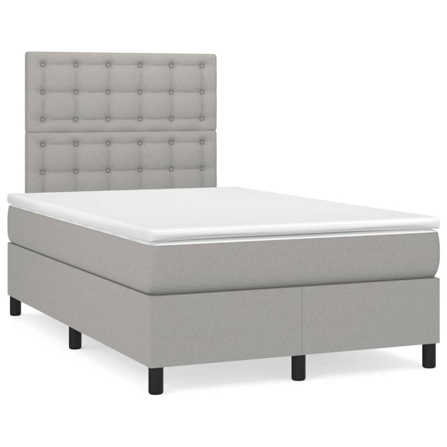 Boxspring Met Matras Stof Lichtgrijs 120 x 200 cm Knopen