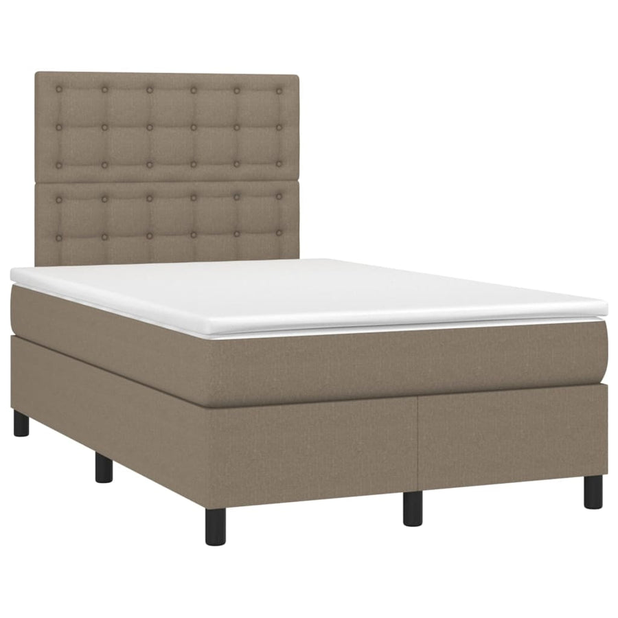 Boxspring Met Matras Stof Taupe 120X200 Cm Taupe 120 x 200 cm Knopen