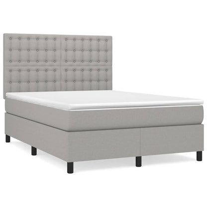 Boxspring Met Matras Stof Lichtgrijs 140 x 190 cm Knopen