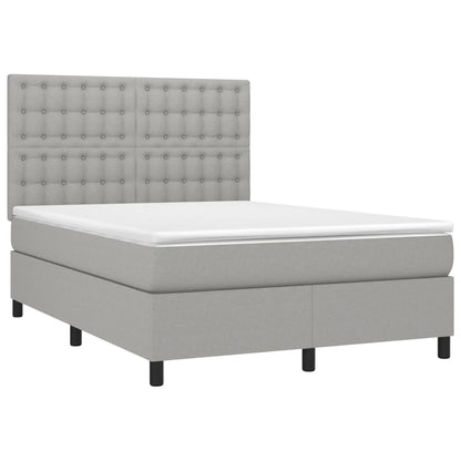 Boxspring Met Matras Stof Lichtgrijs 140 x 190 cm Knopen