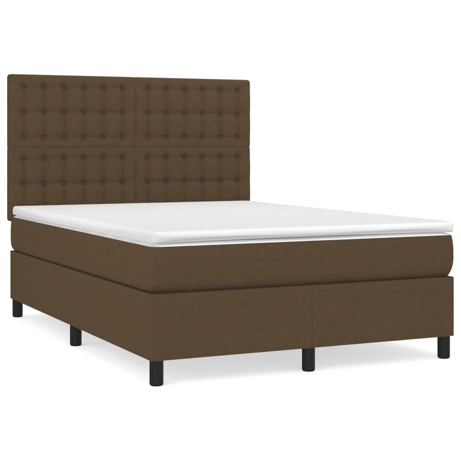 Boxspring met matras stof donkerbruin 140x190 cm 140 x 190 cm Donkerbruin
