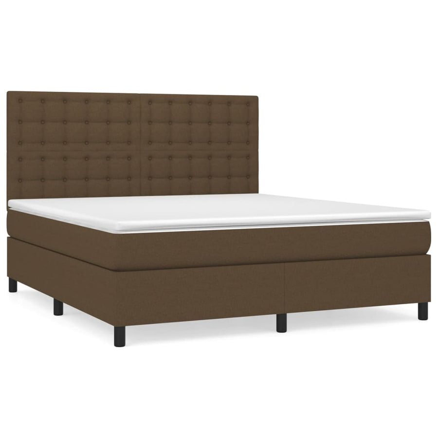 Boxspring Met Matras Stof Donkerbruin 160 x 200 cm Knopen