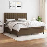 Box spring with dark brown fabric mattress 160x200 cm