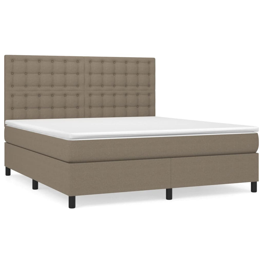 Boxspring Met Matras Stof Taupe 160 x 200 cm Knopen