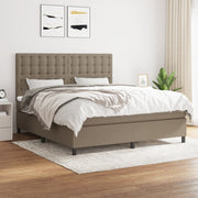 Box spring with mattress fabric taupe 160x200 cm
