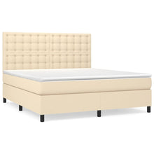 Boxspring Met Matras Stof Kleurig Crème 160 x 200 cm Knopen