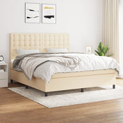 Box spring with fabric cream-colored mattress 160x200 cm