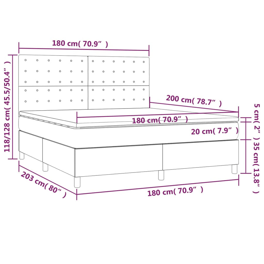 Boxspring Met Matras Stof Lichtgrijs 180X200 Cm Lichtgrijs 180 x 200 cm Knopen