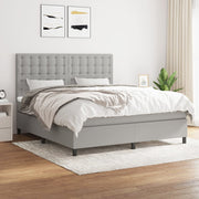 Boxspring met matras 180x200 cm lichtgrijs stof