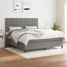 Boxspring Met Matras Stof Donkergrijs 180X200 Cm 180 x 200 cm Knopen