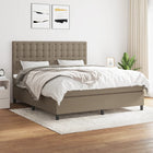 Boxspring Met Matras Stof Taupe 180 x 200 cm Knopen