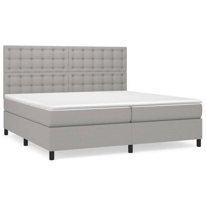 Boxspring Met Matras Stof Lichtgrijs 200 x 200 cm Knopen