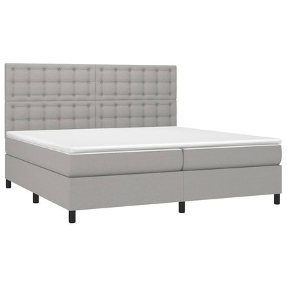 Boxspring Met Matras Stof Lichtgrijs 200 x 200 cm Knopen